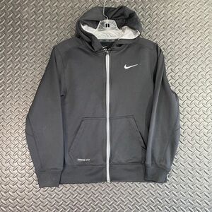 Nike Black Therma-Fit Full‎ Zip Up Athletic Active Wear Sweater Kids Youth Large